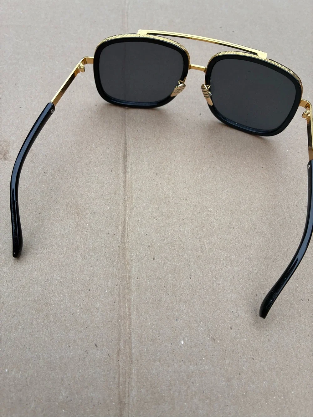 Gold Frame Black Lens Men's Sunglasses